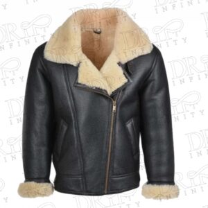 Men's Shearling Black Leather Jacket (USA Pilot)