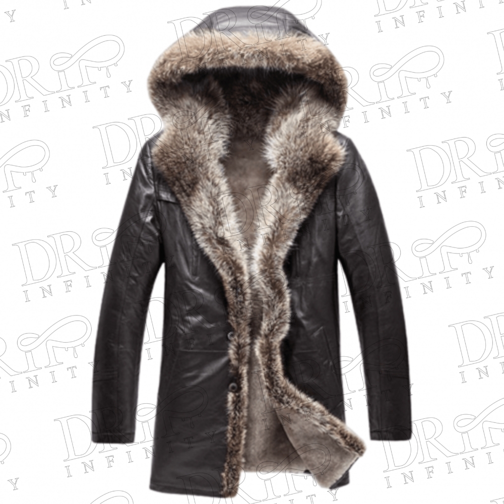 Men’s Black Hooded Shearling Sheepskin Coat