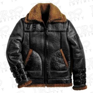 Men's Pilot RAF B3 Black Shearling Leather Jacket