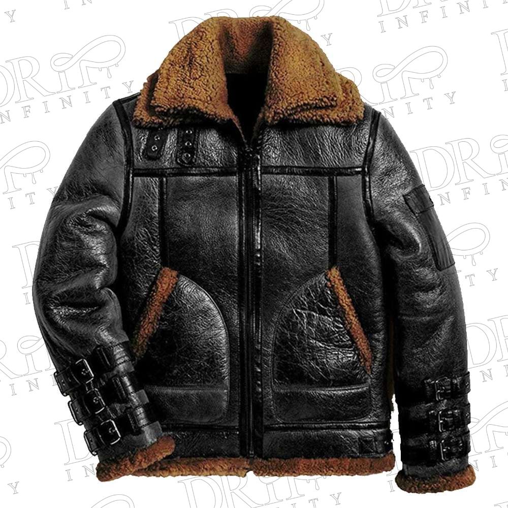 Men's Pilot RAF B3 Black Shearling Leather Jacket