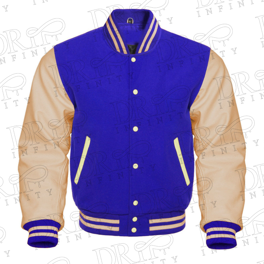 DRIP INFINITY: Blue & Cream Varsity Letterman Jacket