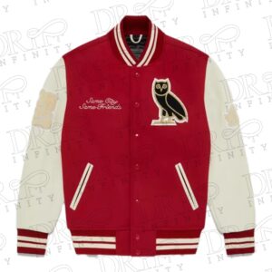 DRIP INFINITY: OVO Collegiate Red Varsity Jacket