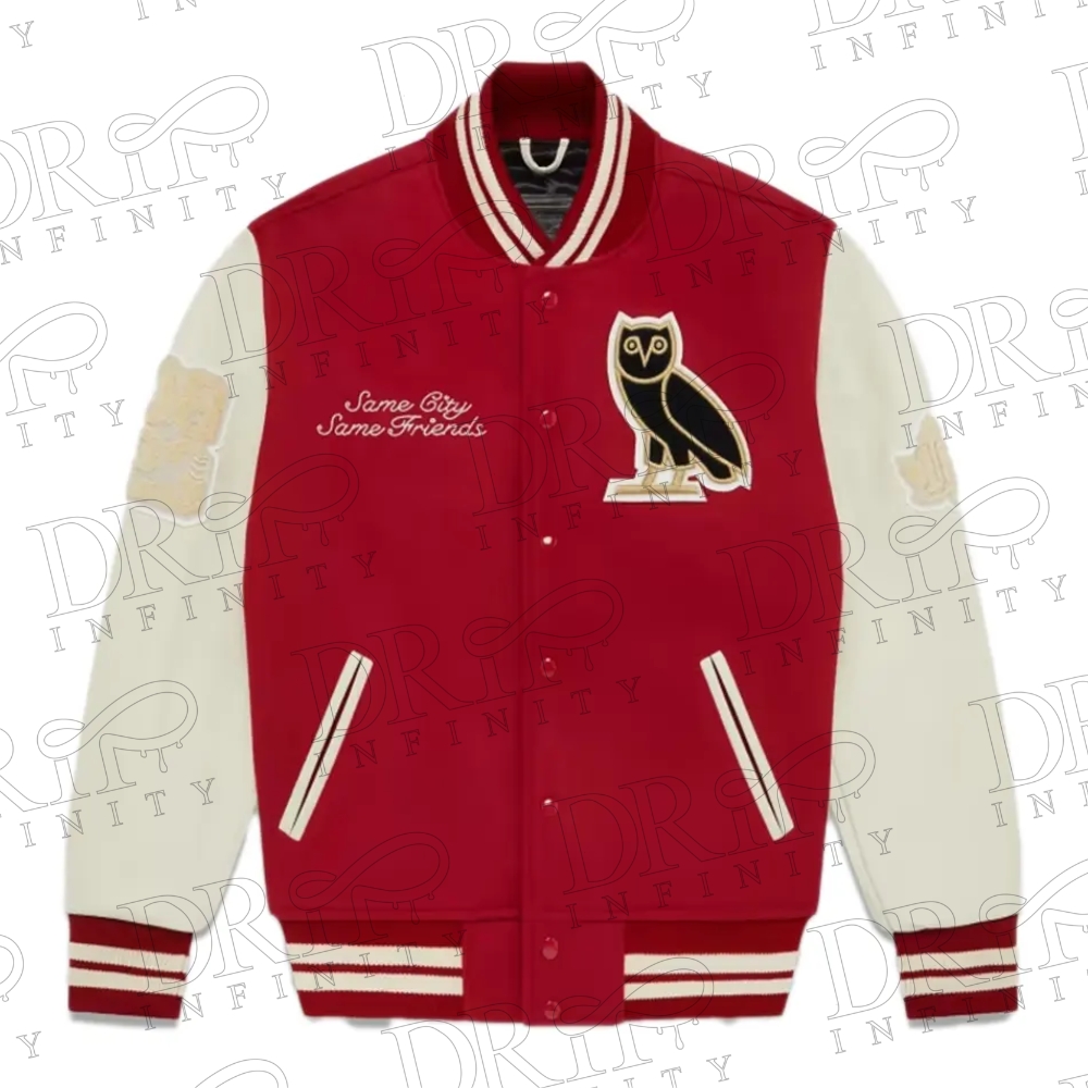 DRIP INFINITY: OVO Collegiate Red Varsity Jacket