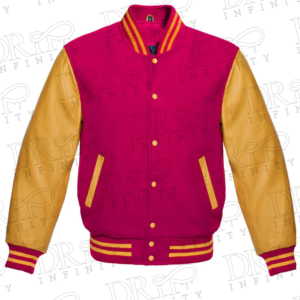 DRIP INFINITY: Hot Pink & Gold Varsity Letterman Jacket