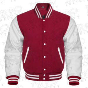 DRIP INFINITY: Maroon & White Varsity Letterman Jacket