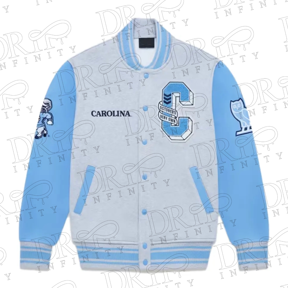 DRIP INFINITY: NCAA North Carolina Tar Heels Fleece Varsity Jacket