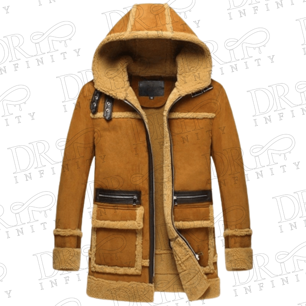 Men’s Designer Sheepskin Shearling Hooded Coat