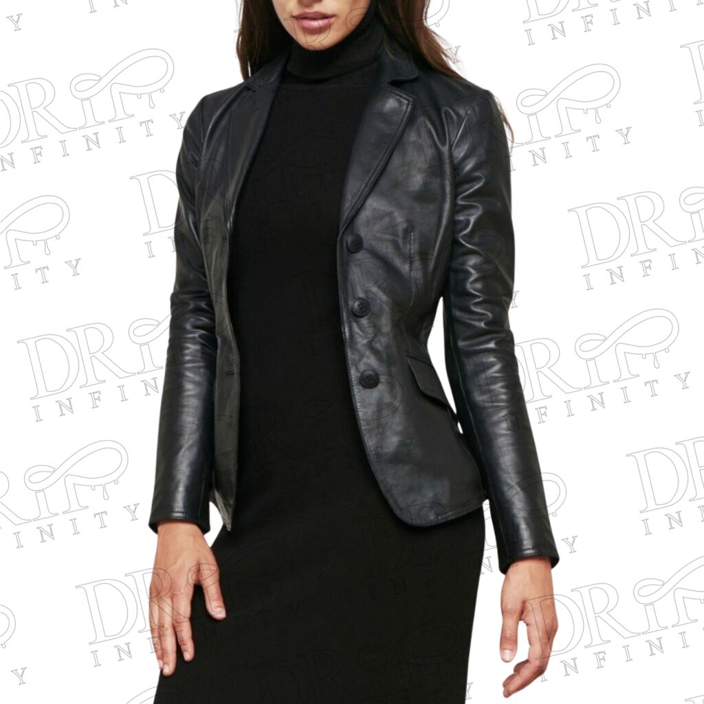 Drip Infinity: Women Black Genuine Sheepskin Leather Blazer