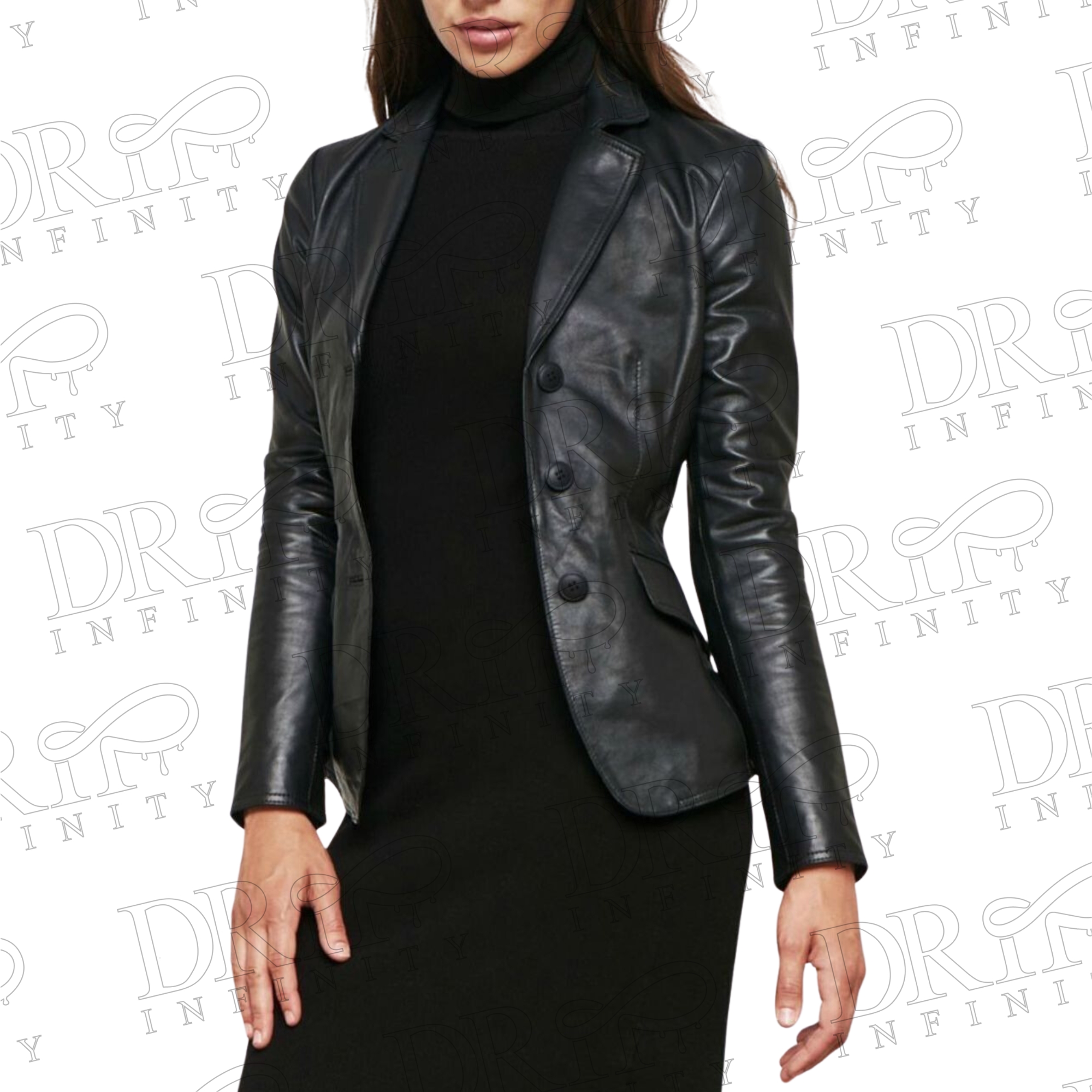 Drip Infinity: Women Black Genuine Sheepskin Leather Blazer