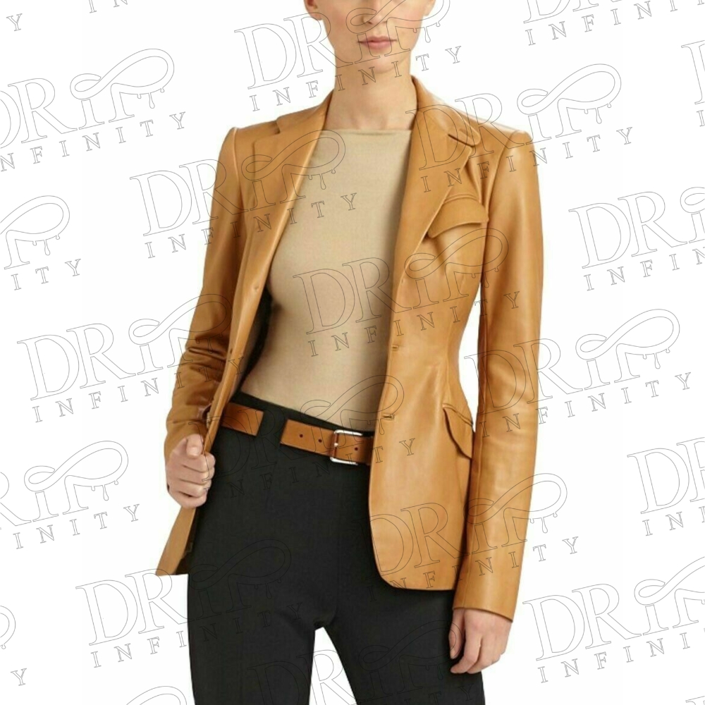 DRIP INFINITY: Women's Tan Soft Lambskin Leather Blazer