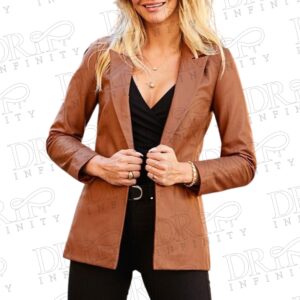 DRIP INFINITY: Women's Leather Brown Real Lambskin Blazer