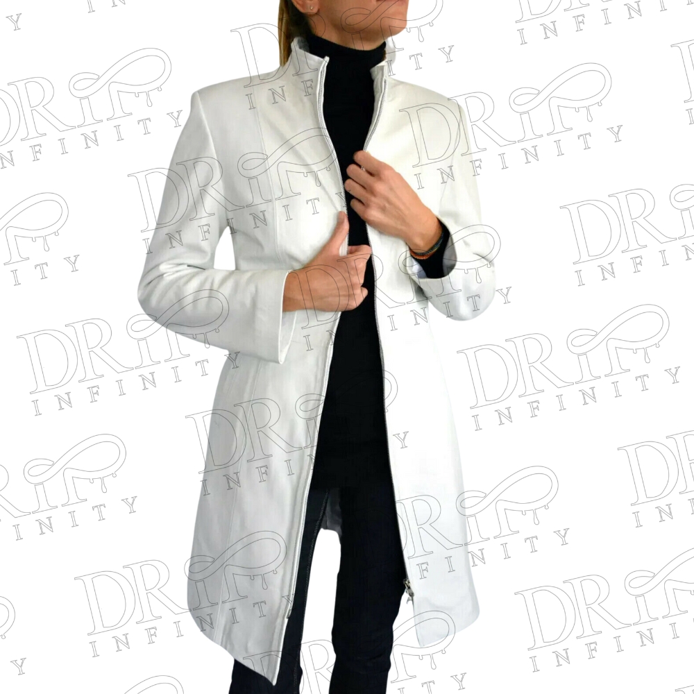 DRIP INFINITY: Women's White Leather Over Coat
