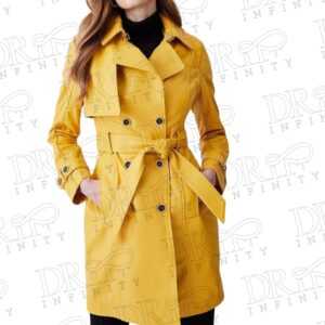 DRIP INFINITY: Women's Yellow Lambskin Leather Trench Coat