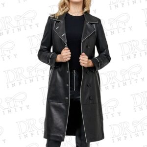 DRIP INFINITY: Women's Black Lambskin Leather Over Coat
