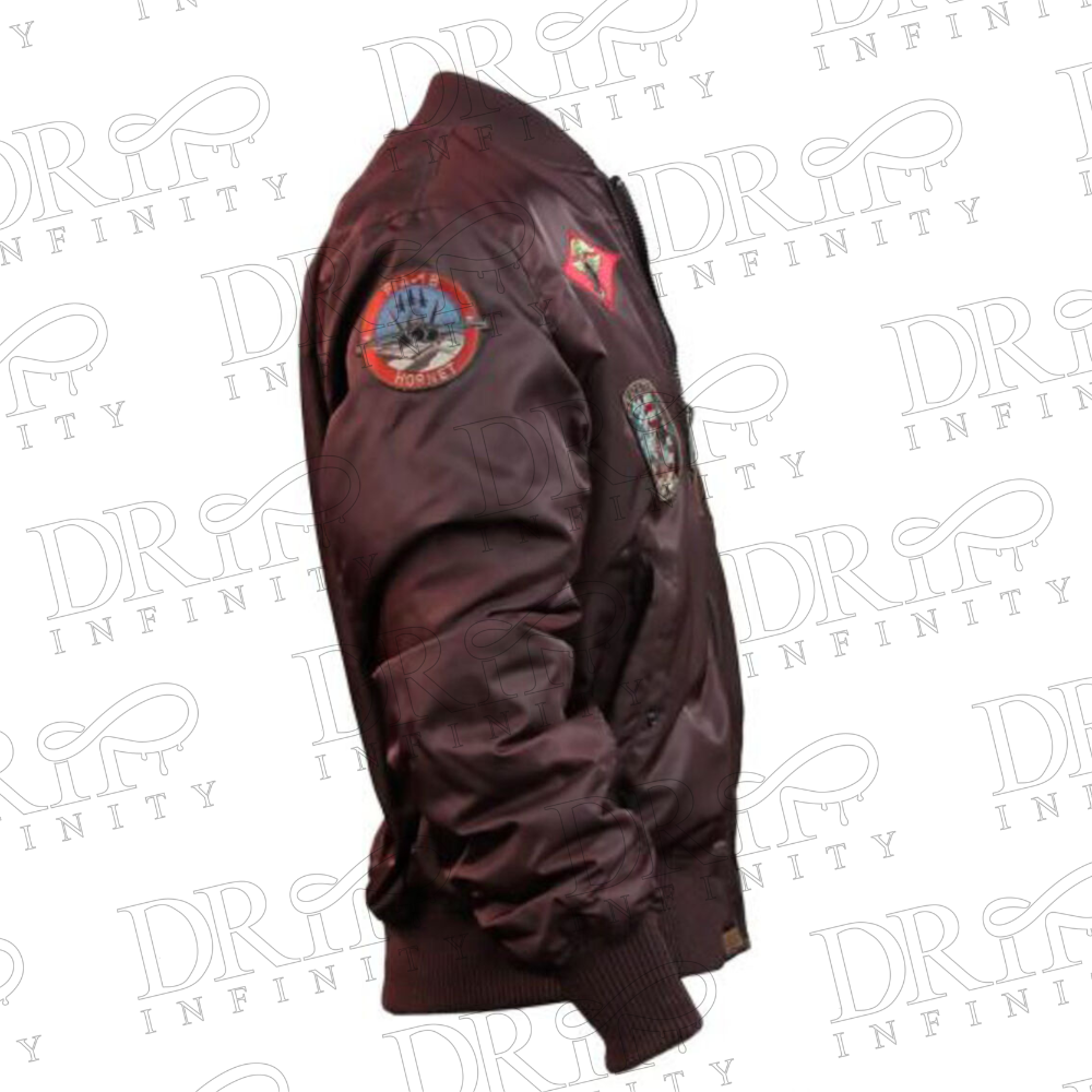 DRIP INFINITY: Men’s Top Gun B-15 Burgundy Flight Bomber Jacket