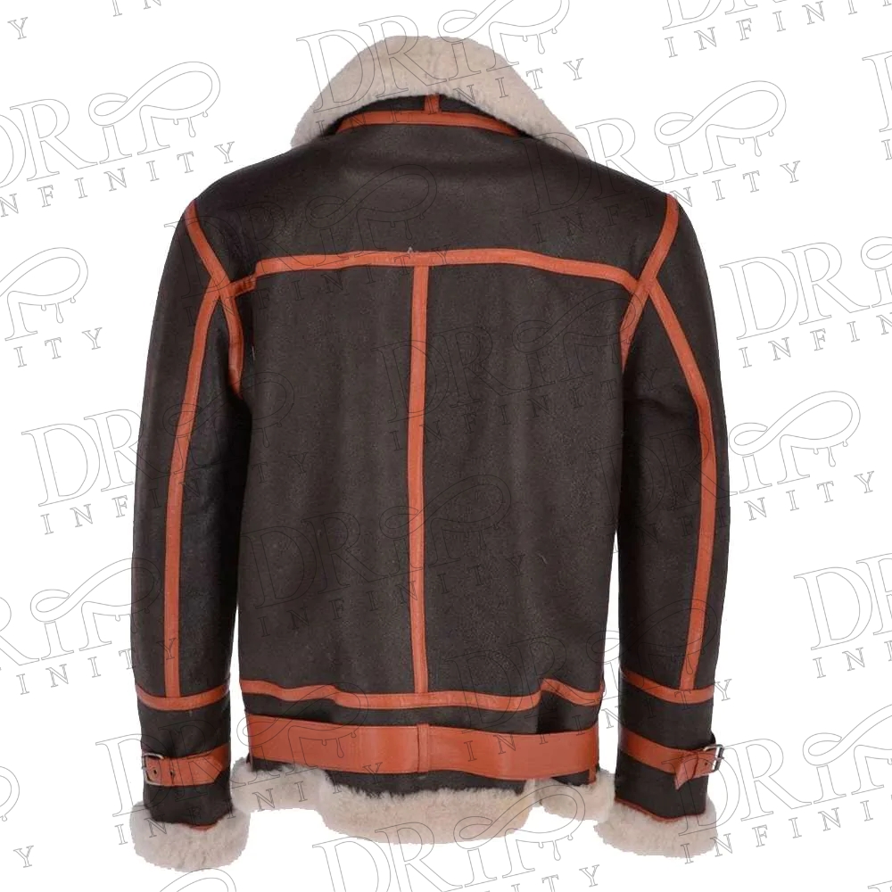 Men's US Pilot Brown Shearling Leather Jacket ( Back )