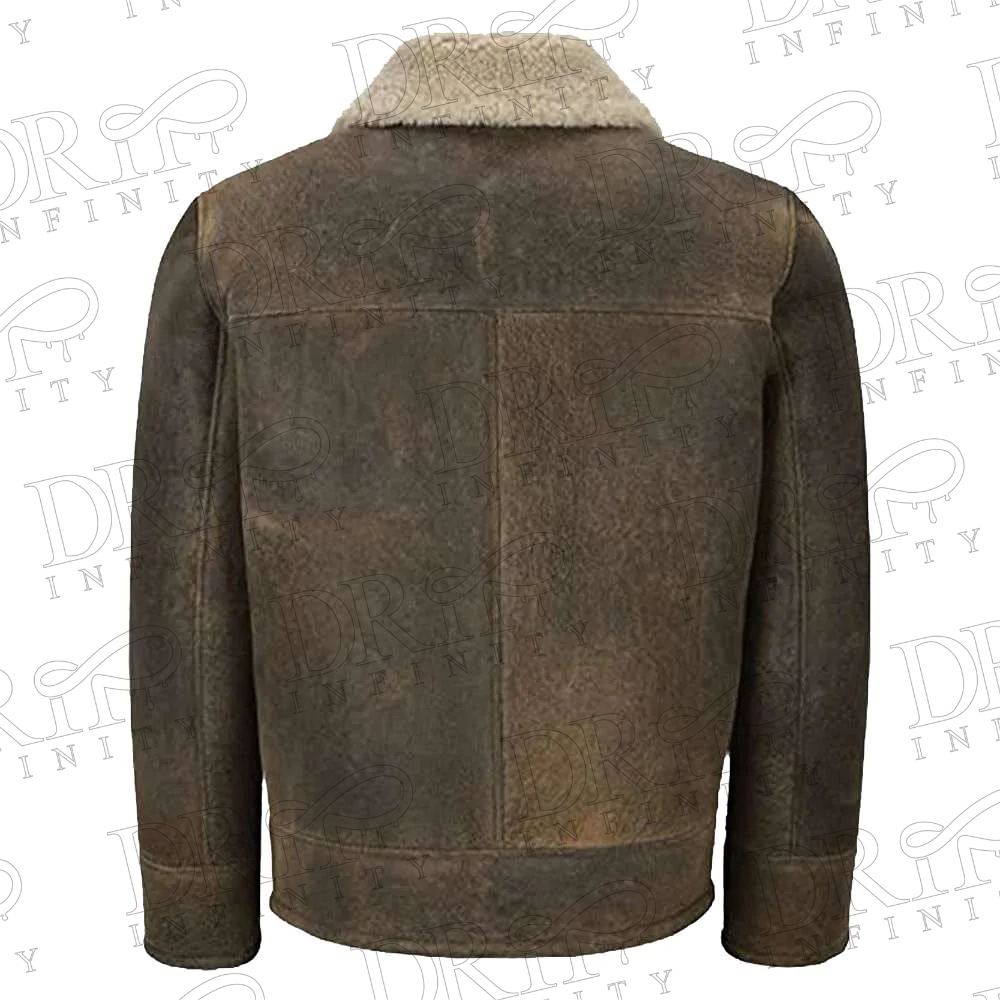 Men's Shearling Leather Jacket (Dirty Beige) Back