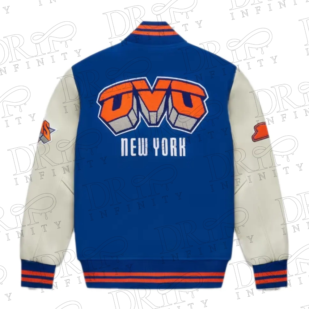 DRIP INFINITY: NBA New York Knicks Varsity Jacket ( Back )