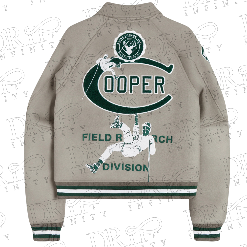 DRIP INFINITY: Stone Wool Varsity Jacket For Women