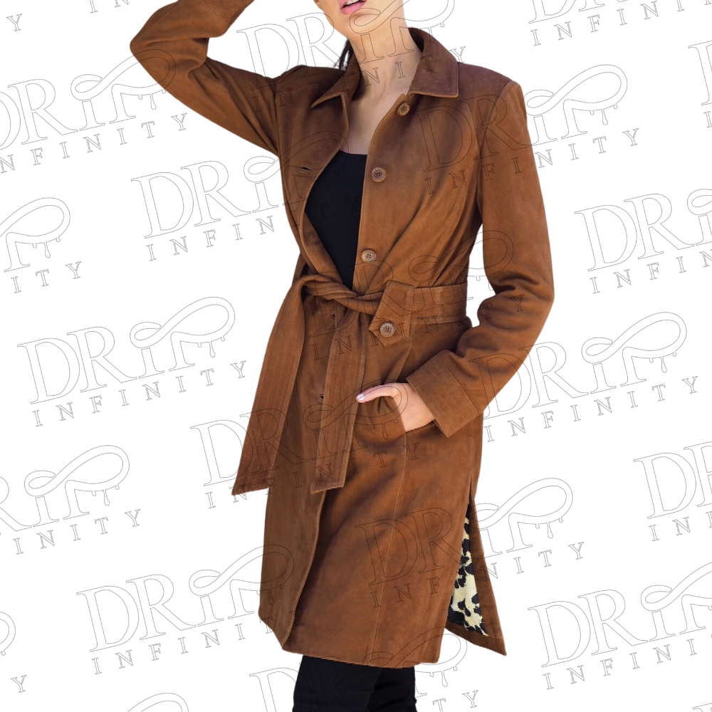 DRIP INFINITY: Women's Brown Suede Trench Coat