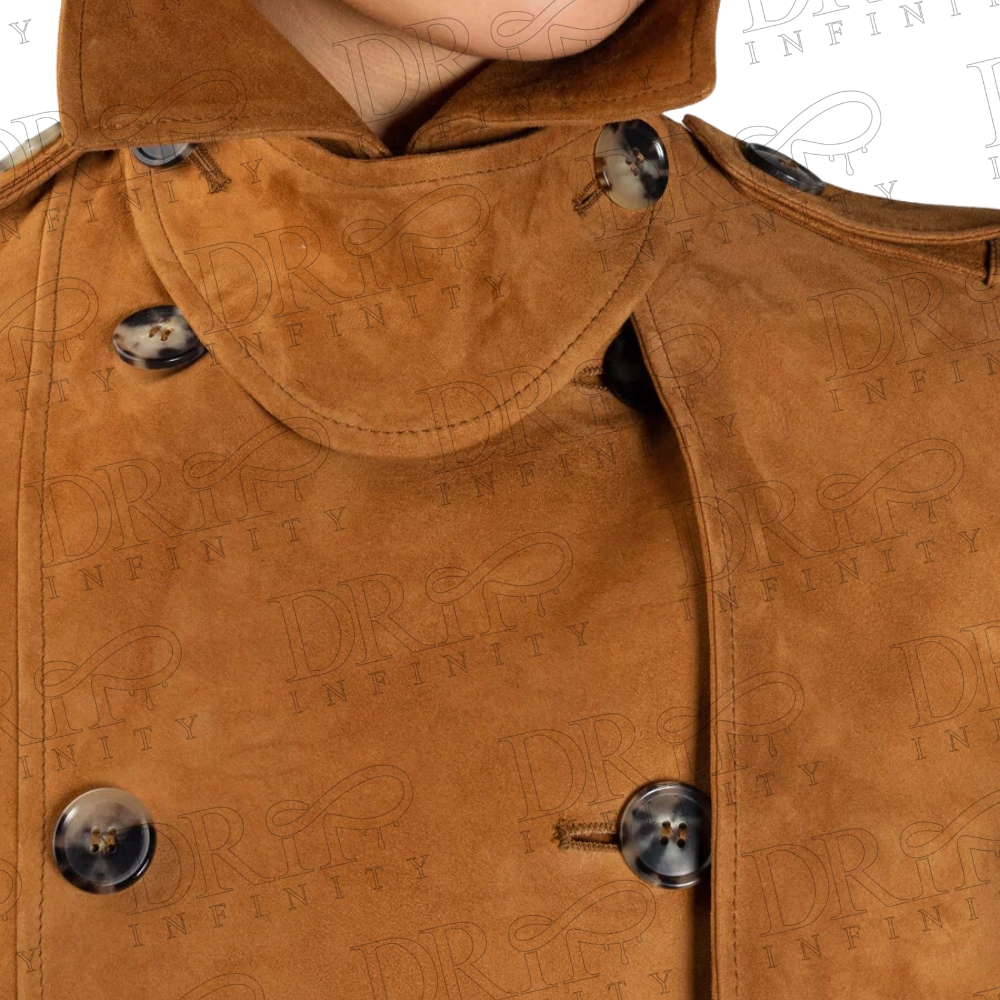 DRIP INFINITY: Women's Brown Long Windbreaker Leather Trench Coat