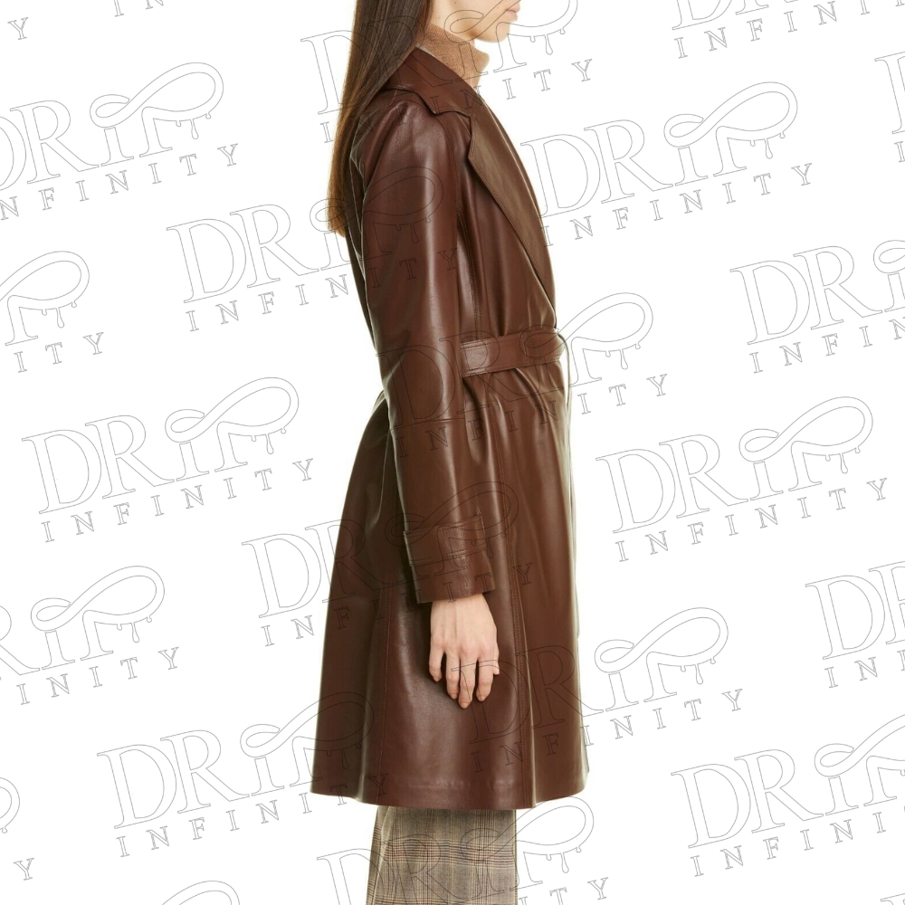 DRIP INFINITY: Women's Lambskin Leather Brown Long Coat