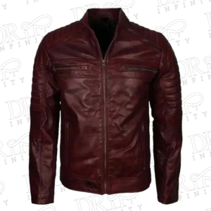 DRIP INFINITY: Men's Vintage Maroon Café Racer Waxed Jacket