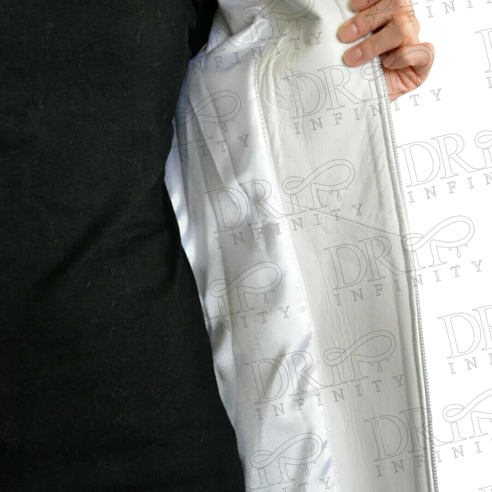 DRIP INFINITY: Women's White Leather Over Coat