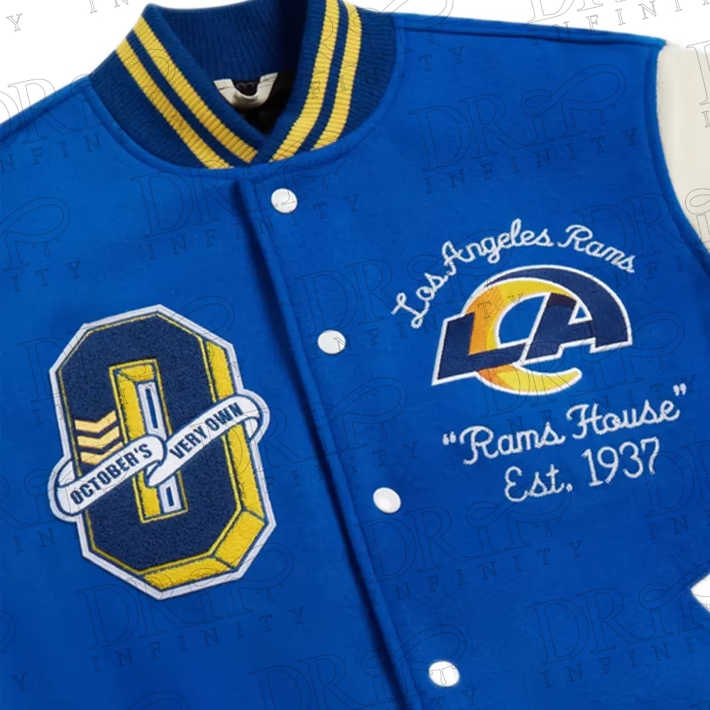 DRIP INFINITY: OVO x NFL Los Angeles Rams Varsity Jacket