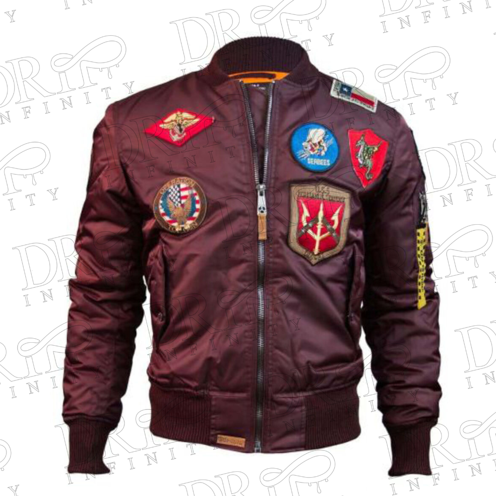 DRIP INFINITY: Men’s Top Gun B-15 Burgundy Flight Bomber Jacket