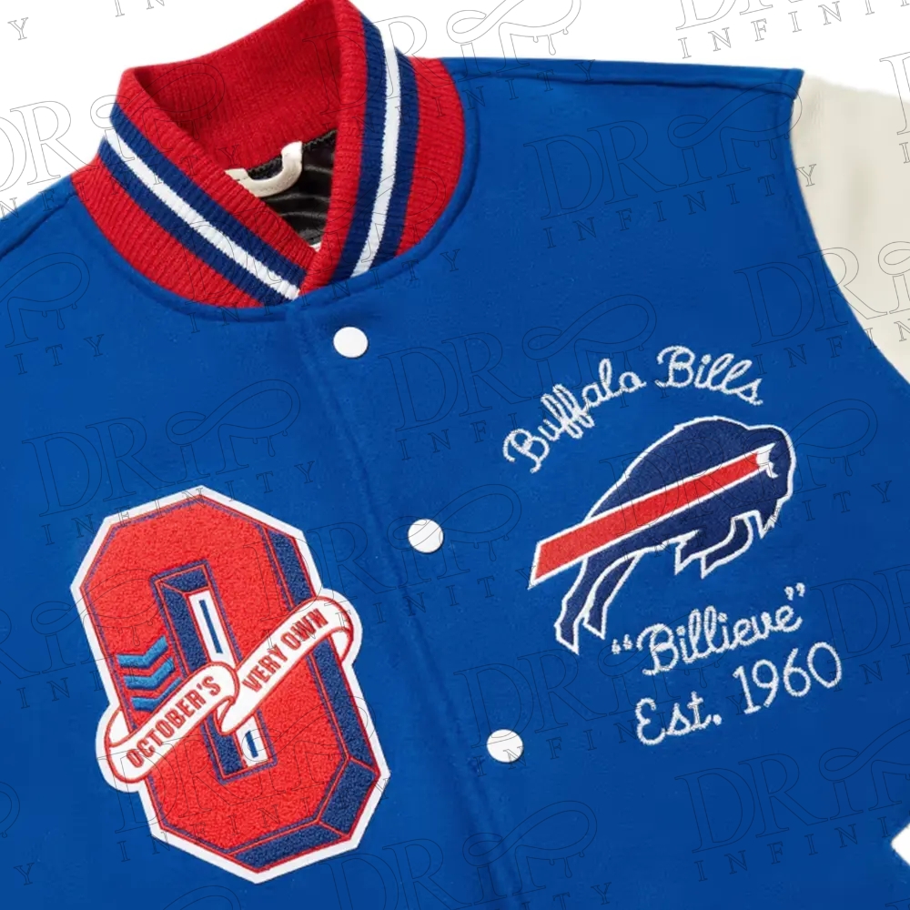 DRIP INFINITY: OVO x NFL Buffalo Bills Varsity Jacket