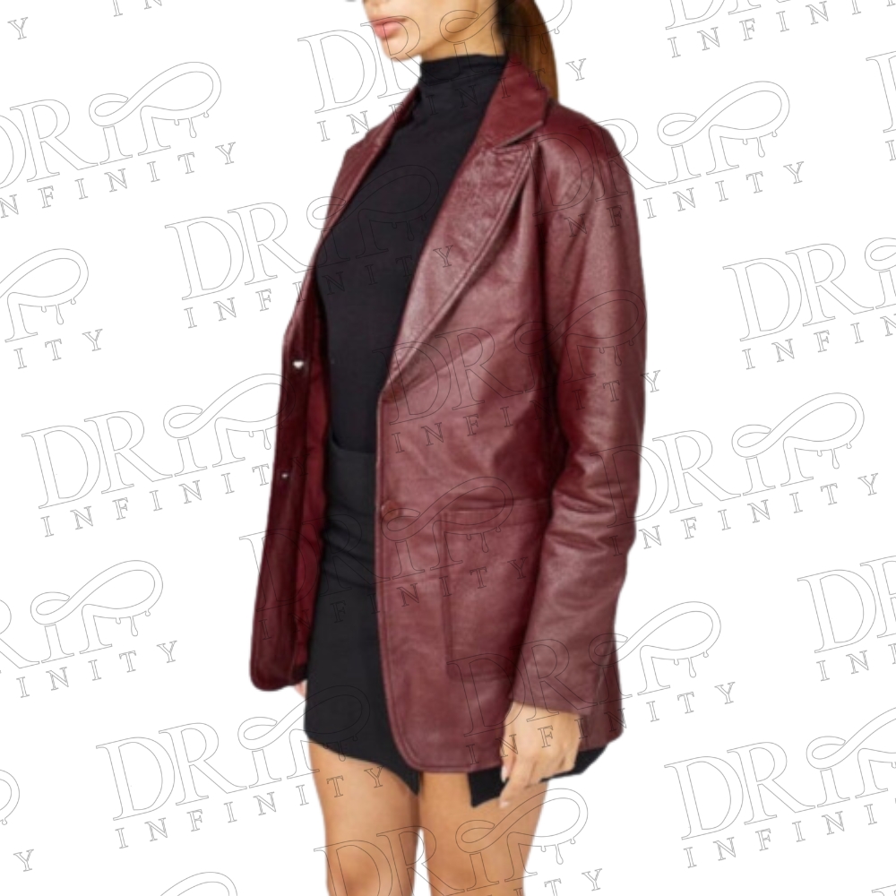 DRIP INFINITY: Women's Stylish Vintage Burgundy Leather Blazer