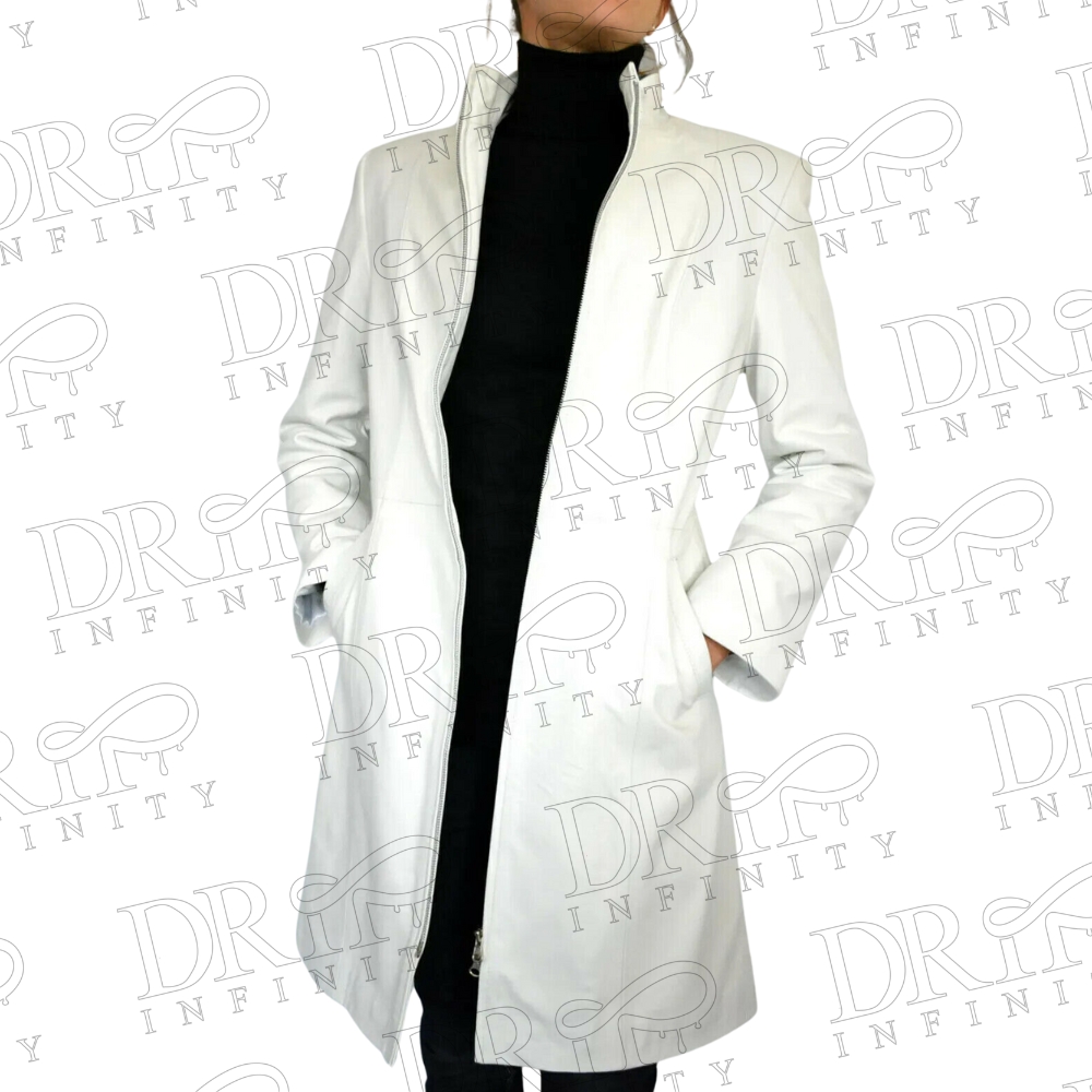 DRIP INFINITY: Women's White Leather Over Coat