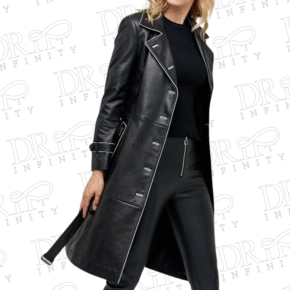 DRIP INFINITY: Women's Black Lambskin Leather Over Coat