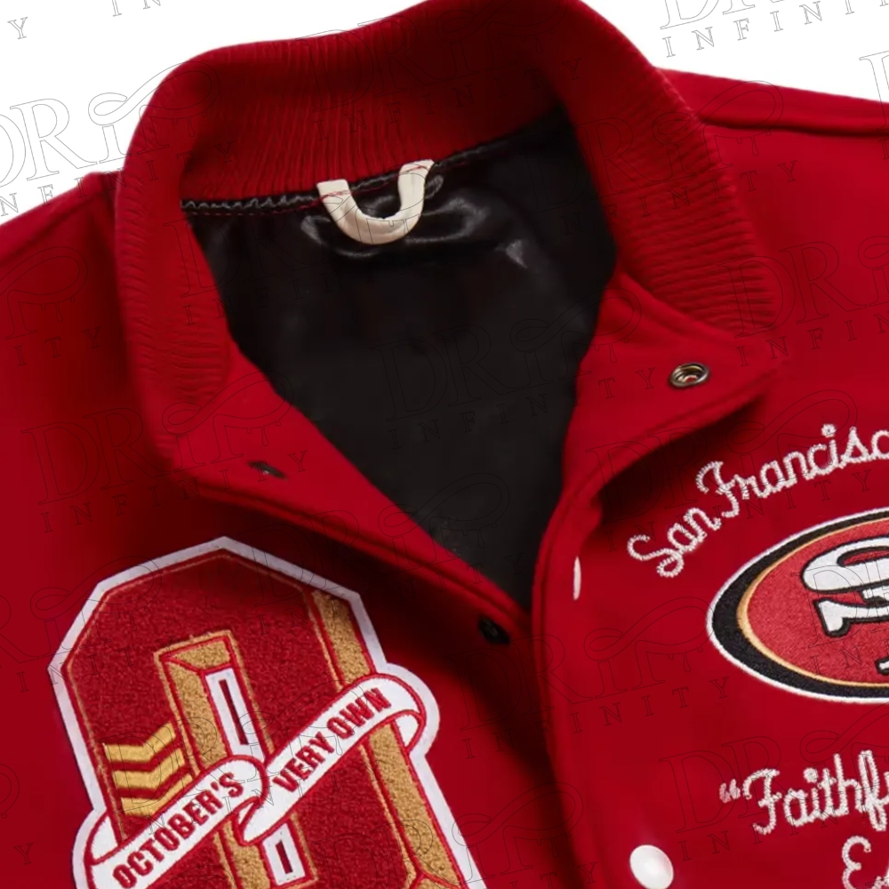 DRIP INFINITY: OVO x NFL San Francisco 49rs Varsity Jacket