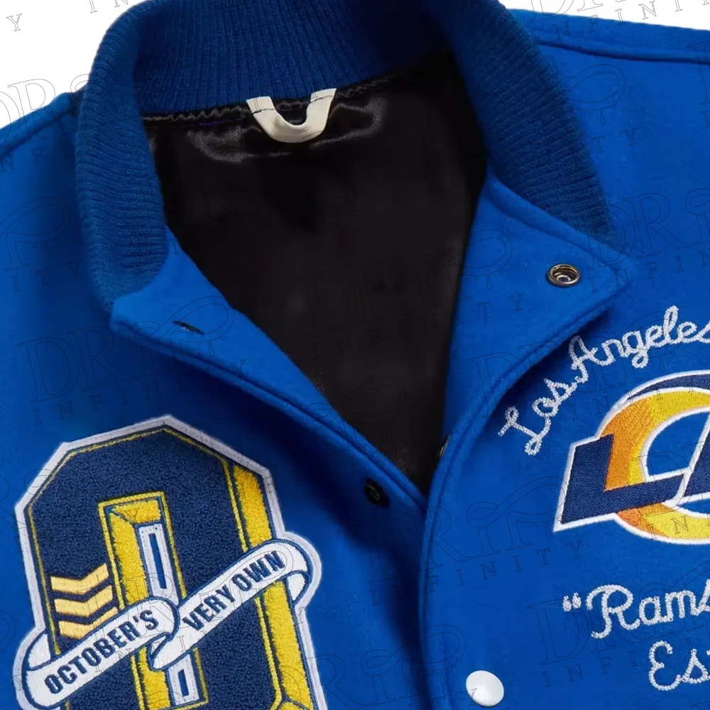 DRIP INFINITY: OVO x NFL Los Angeles Rams Varsity Jacket