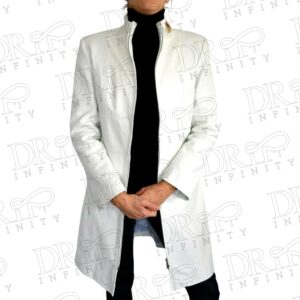 DRIP INFINITY: Women's White Leather Over CoatÂ