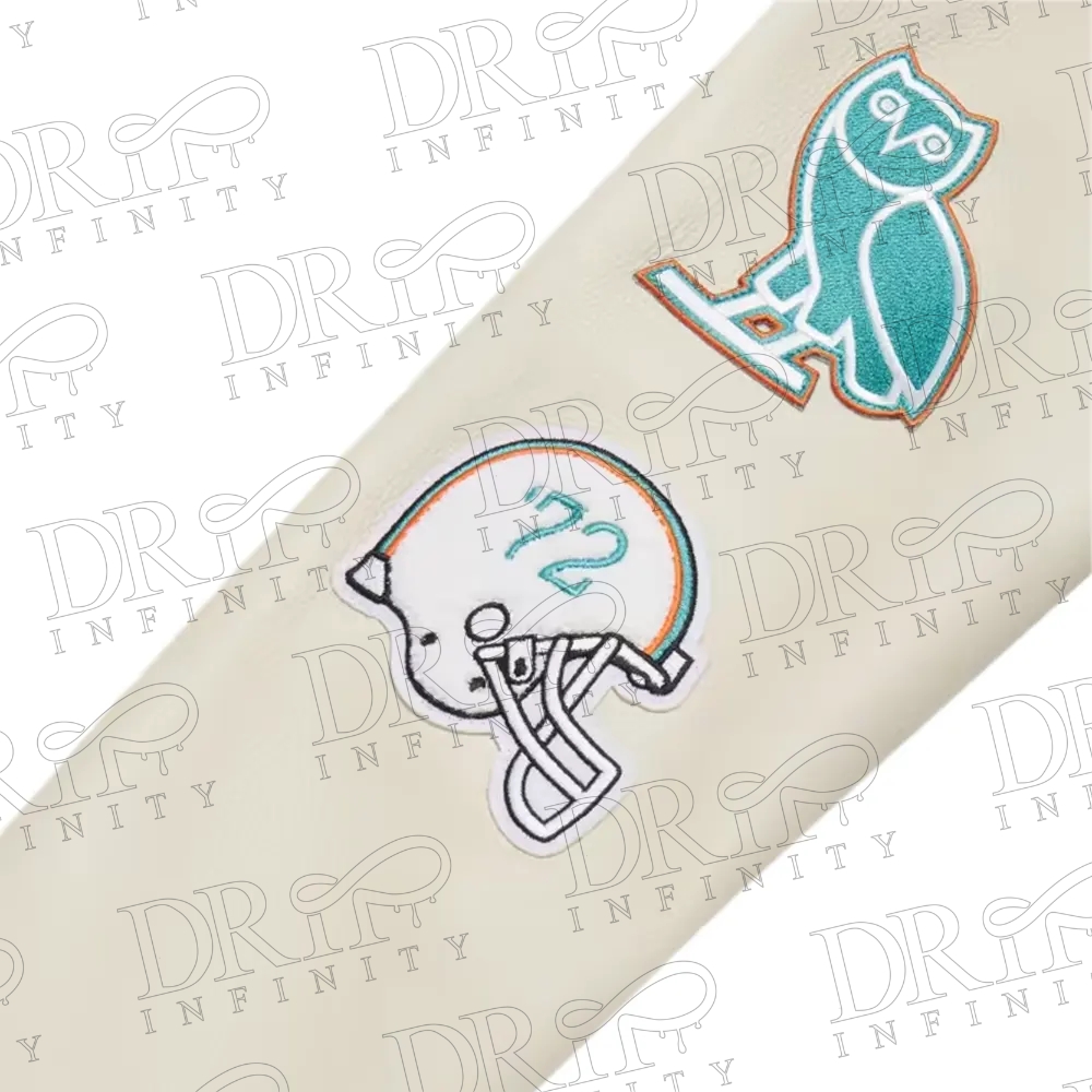 DRIP INFINITY: OVO x NFL Miami Dolphins Varsity Jacket
