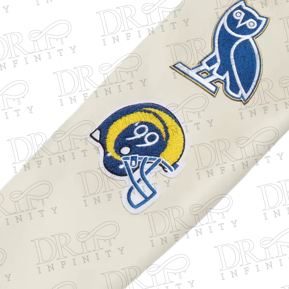 DRIP INFINITY: OVO x NFL Los Angeles Rams Varsity Jacket