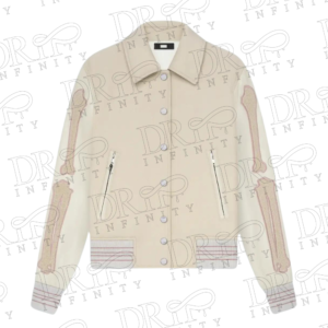 DRIP INFINITY: Women's Cream Bones Varsity Jacket
