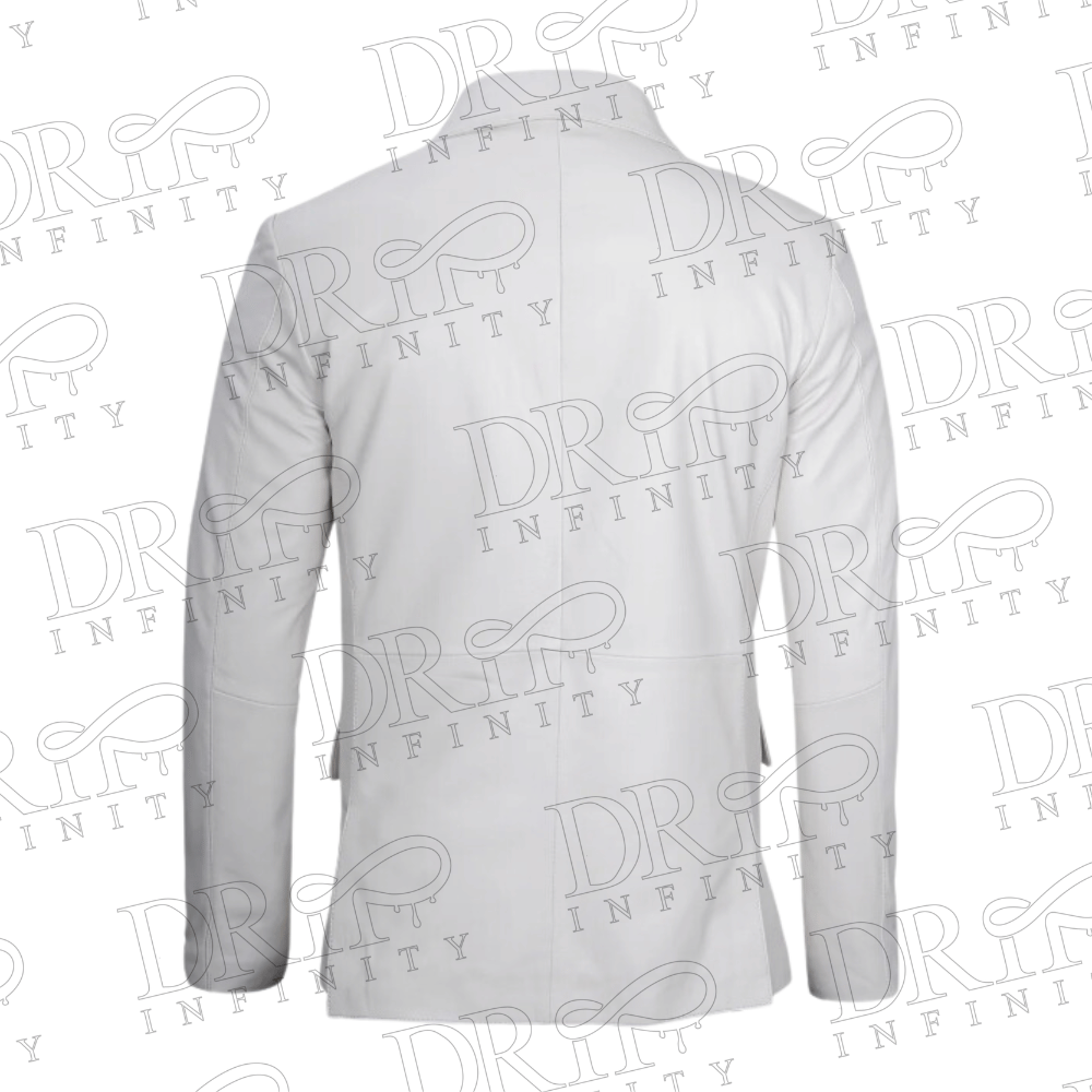 DRIP INFINITY: Men's White Leather Blazer (Back)