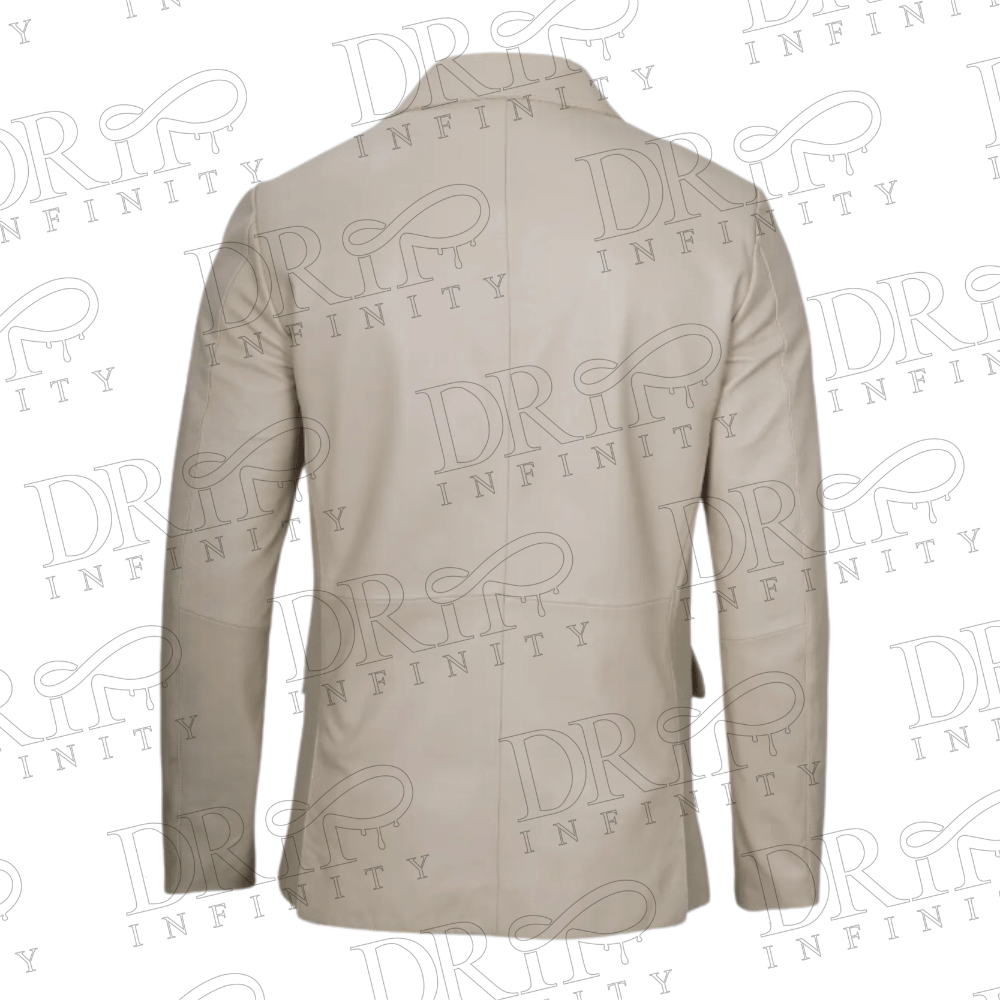 DRIP INFINITY: Men's Beige Leather Blazer (Back)