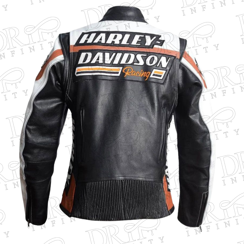 DRIP INFINITY: Ladies HD Raceway Screaming Eagle Leather Jacket (Back)