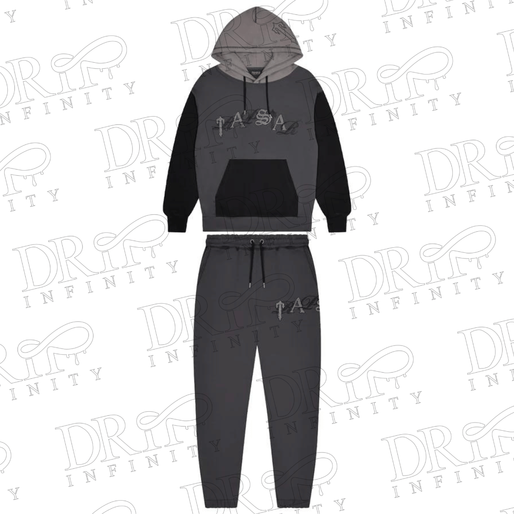 DRIP INFINITY: Men's Script Tracksuit Black & Grey