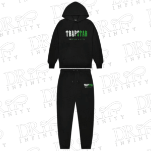 Drip Infinity: Men's Black & Green Decoded Chenille Hooded Tracksuit