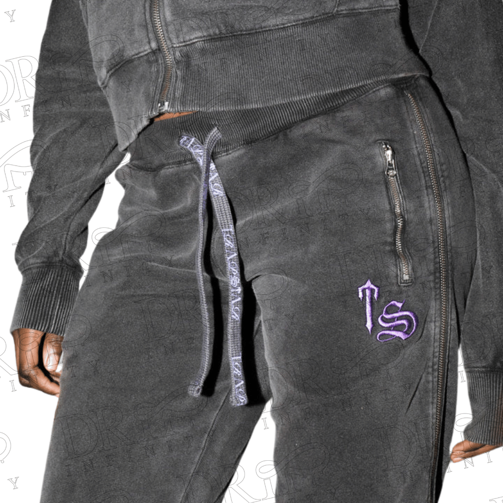 DRIP INFINITY: Women’s Washed Black & Purple Script Tracksuit
