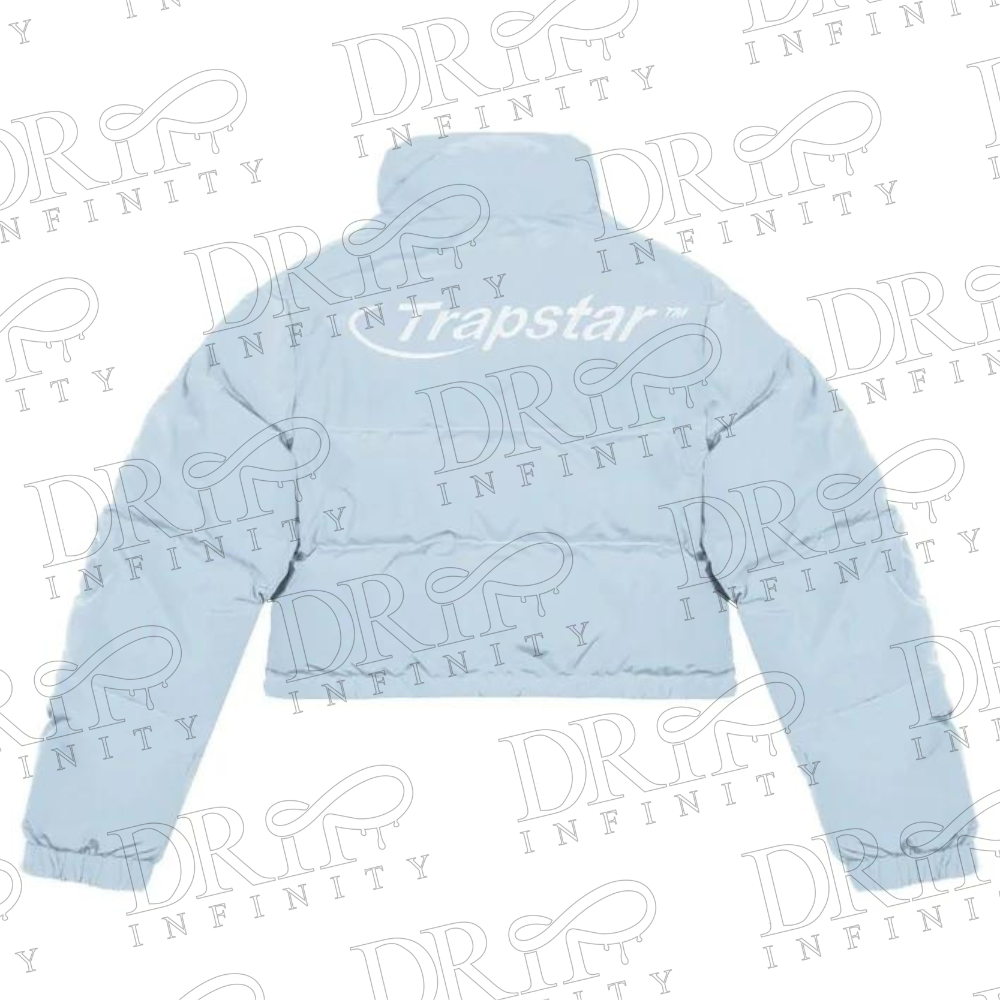 DRIP INFINITY: Women’s Ice Blue Trapstar Hyperdrive Puffer Jacket (Back)