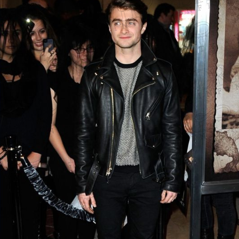 DRIP INFINITY: Daniel Radcliffe Motorcycle Black Leather Jacket