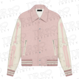 DRIP INFINITY: Men's Pink Bones Varsity JacketÂ