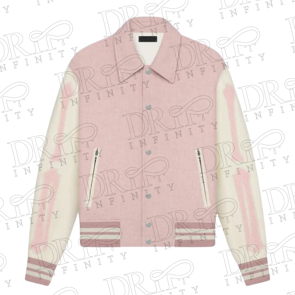 DRIP INFINITY: Men's Pink Bones Varsity Jacket 